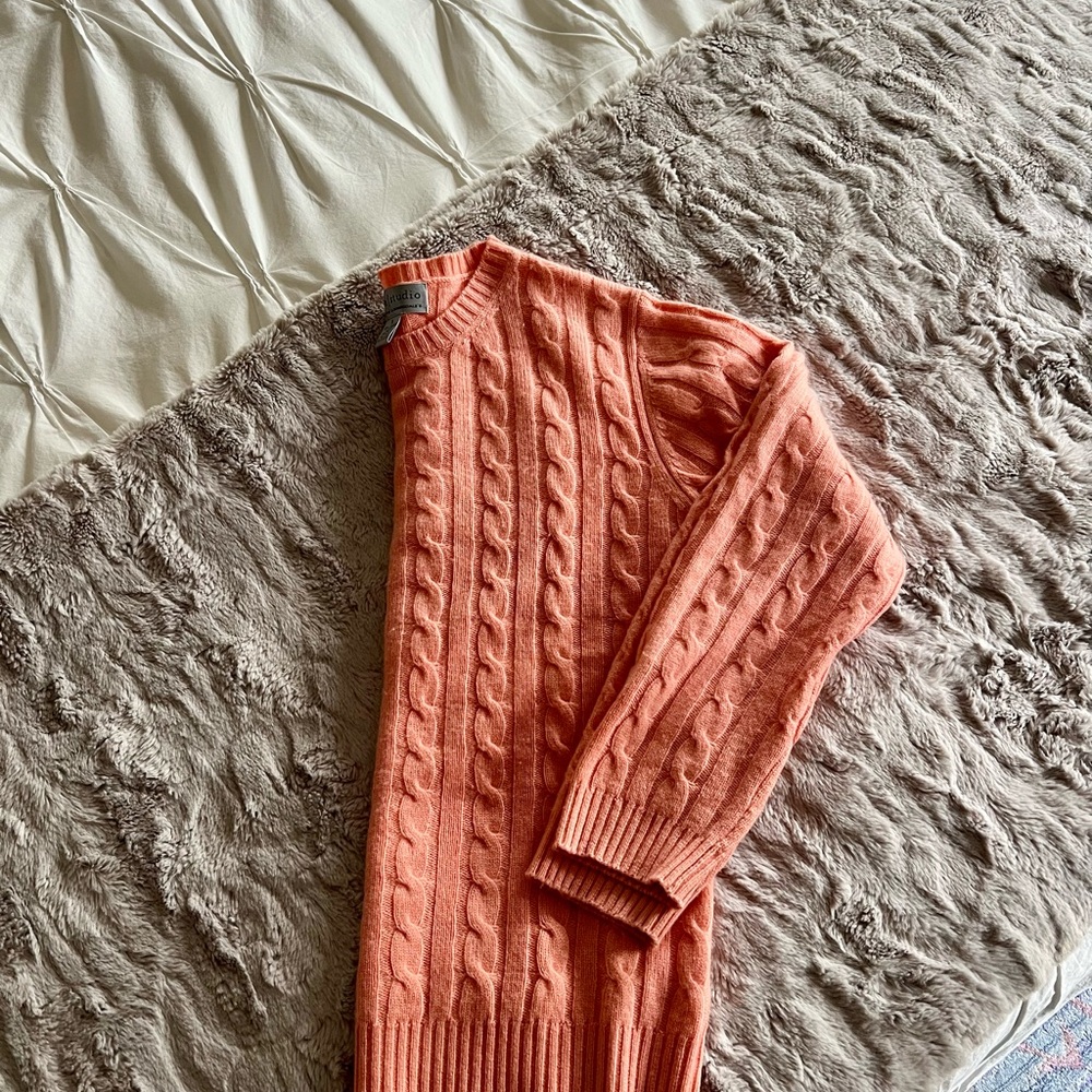 Final Price - Sutton Studio - 100% Cashmere Crew Neck Cable Knit Sweater